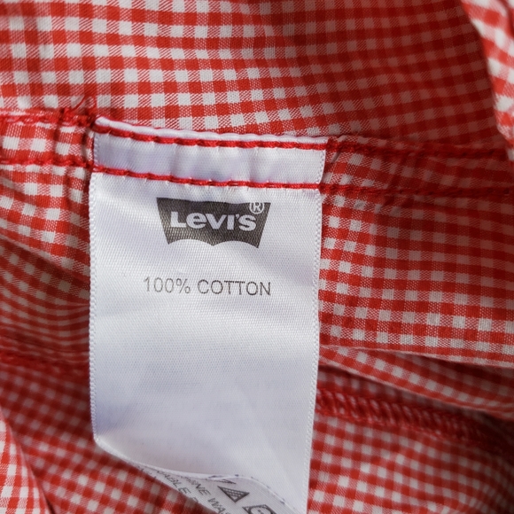 Levi's 100% Cotton Red White Gingham Checked Longsleeved Shirt / Gender Neutral - Picture 5 of 9